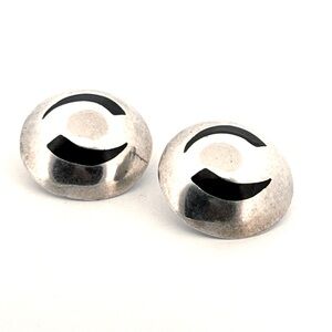 Alicia TAXCO TC-14 Vintage Sterling Silver Post Earrings Domed Round Circle